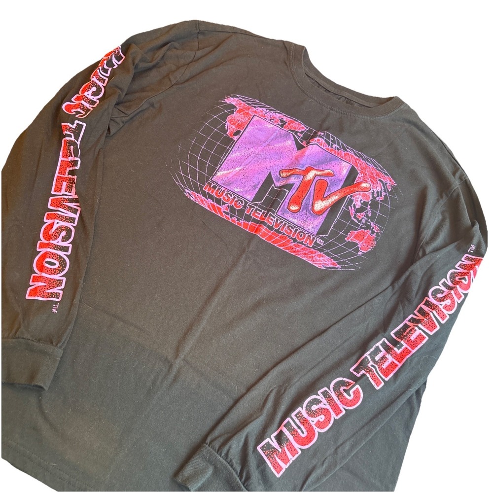 MTV Music Television‎ Men's LARGE Long Sleeve Graphic Tee Iconic Logo
